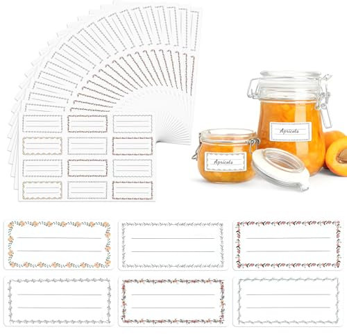 Marmeladen Etiketten, 240 Stück Etiketten Selbstklebend, Aufkleber Klebeetiketten zum Beschriften, Rechteck Etiketten Marmeladengläser für Marmelade, Gläser, Backen, Flaschen (3,5 x 7,5 cm)