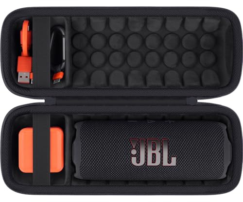 Khanka für JBL Flip 7 / Flip 6 wasserdichte tragbare Bluetooth-Lautsprecher Hartschalen-Reise-Aufbewahrungstasche, nur Koffer（Schwarz）