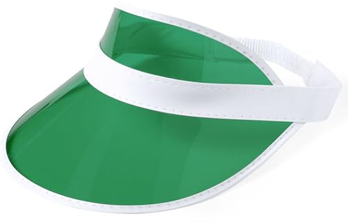 noTrash2003 Sunvisor Parasol Retro Look Transparente PVC Visera UV Ajustable Diadema Unisex Accesorio de Fiesta para Verano Vacaciones JGA Festivales 4 Colores, verde claro, Talla única