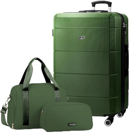 Lugg Jetset 3-Piece Travel Set – 75×49×29 cm Hard Shell Large Check-in Suitcase + Duffel Bag + Toiletry Bag