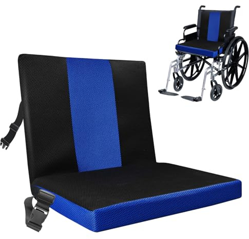 WAOBE Thick Wheelchair Seat Cushion for Seniors Soft Washable Wheelchair Cushions for Adults for Sciatica & Tailbone Pain Relief, 18.5 X 15.7 X 1.9 (Blue)