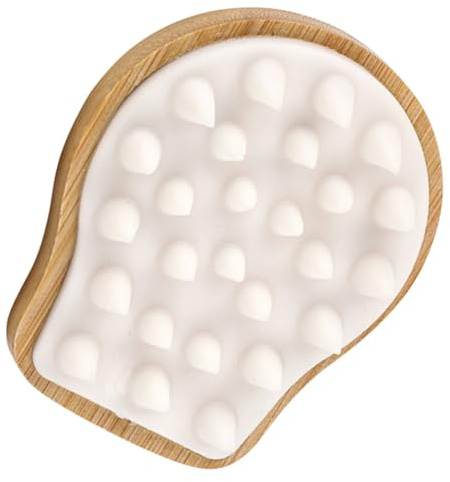 GLEAVI Spazzola per Shampoo in Bambù e Silicone per Massaggio e Pulizia del Cuoio Capelluto Spazzola per Chioma Multifunzione per Uso Quotidiano Massaggiatore Delicato per Lavaggio e