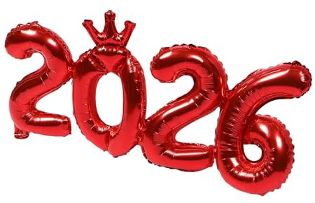 ORFOFE 6 Piezas Globos Número Inflables Rojo Decoración Festiva para Nochevieja y Graduación Globos de Aluminio Grandes Accesorios para Fiesta y Photocall