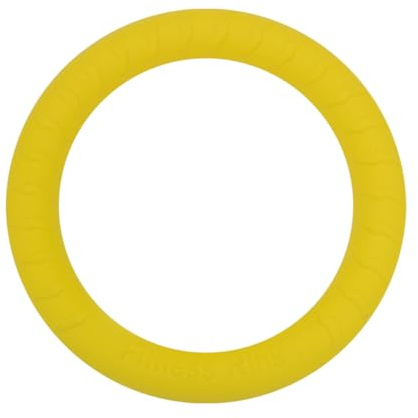 Abaodam Anillo Elástico para Perros 19 Cm Amarillo, Juguete para Morder de Eva Resistente para Exteriores, Accesorio Deportivo y Juguete Interactivo para Mascotas al Aire Libre