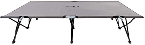 HGKMBRY Lightweight Camp Bed for Two People Double Folding Sun Lounger with Grey Steel Frame Elevated for Airflow Portable for Camping