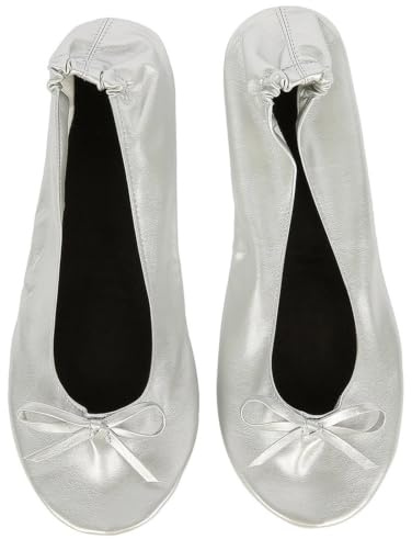 LCKKJHG Damskor Låga Bärbara Fällbara Ballerinor Rullade för Balett Efter Fest För Bröllopsbröllop