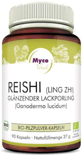 Reishi Premium Bio Kapseln | Superfood Pilzpulver-Kapseln | 90 Kapseln je 400mg Pulver | Ohne Zusatzstoffe 100% vegan | Höhste Qualität