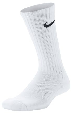 Nike Kinder Performance Cushion Crew (3 par) Sportsocken, Weiß / Schwarz, 11 Jahre EU