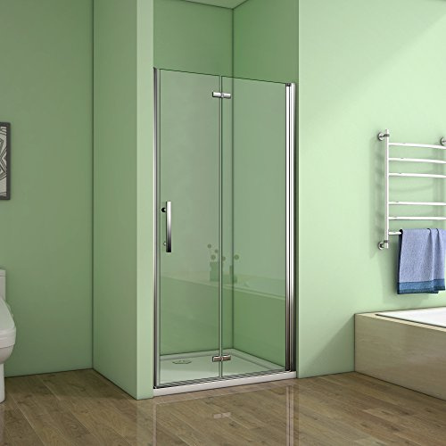 Porte de douche pivotante 110x195cm verre anticalcaire installation en niche