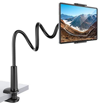 Jumkeet Support Tablette avec Col de Cygne, Support Tablette pour Lit Réglable Stable, Support pour iPad iPhone Telephone Series/Nintendo Switch/Samsung/Kindle et Plus, 80cm de Longueur Totale