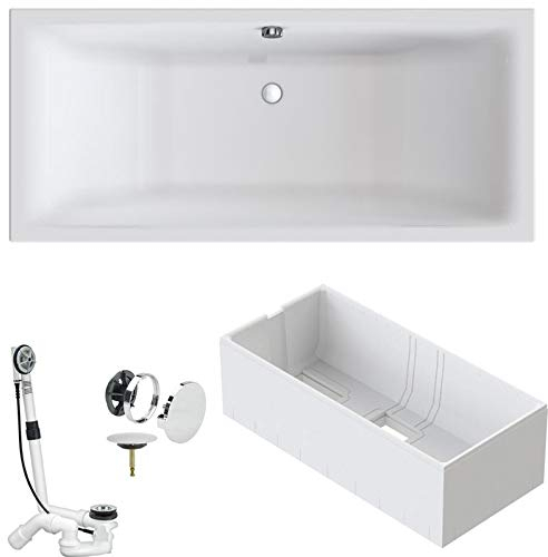 VITRA Badewanne M100 DUO Acryl Einbauwanne mit Mittelablauf 190x90cm inkl. Styroporträger/Ablaufgarnitur