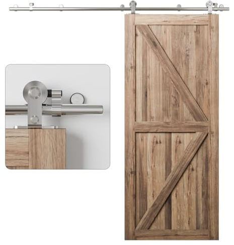 WOLFBIRD 5.5FT/168CM Quincaillerie De Porte Coulissante Kit Porte Coulissante Rail pour système de Acier inoxydable à célibataire porte