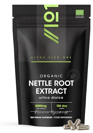Organic Nettle Root Extract 5000mg - Potent Urtica Dioica Extract Formula - 120 Vegan Capsules – Resealable and Recyclable Pouch by Alpha01