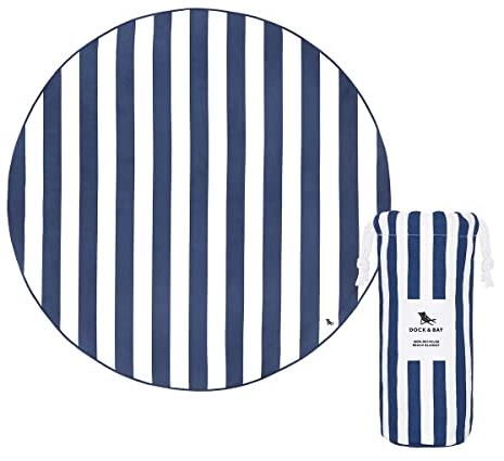 Dock & Bay Strandhandtuch - Schnell trocknende Mikrofaser, ohne Sand - Kompakt, Leicht - 100% recycelt - Inklusive Beutel - Cabana - Whitsunday Blue, Round (170x170cm, 66x66)