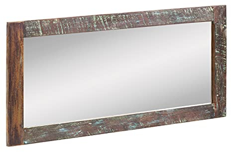 Woodkings® Bad Spiegel Sumana 130 cm Rahmen Holz braun Badspiegel mit Ablage Wandspiegel Badmöbel Badezimmermöbel Massivholz rechteckig