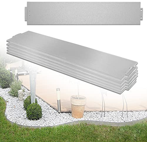 HENGMEI Gräskant metall 5 m, rabattkant, rabattkant, galvaniserad 100 x 15 cm per del, rabattgräns, gräsmatta, klippkant palisade