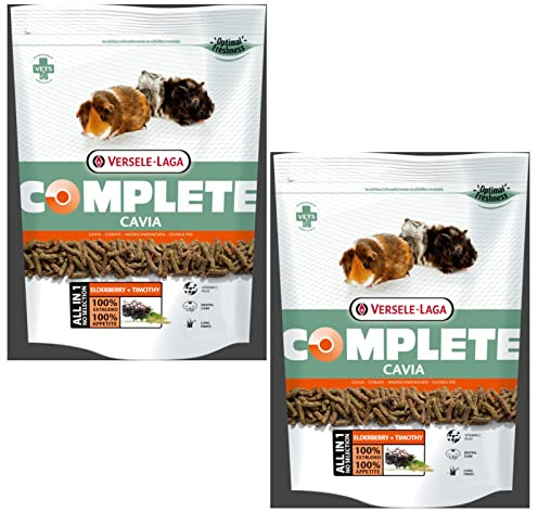 Versele-Laga Complete Cavia All-in-one- Nutrition | Doppelpack | 2 x 500 g | Pellets für Meerschweinchen | enthält Timothy-Heu | angereichert mit Holunderbeeren und Kräutern