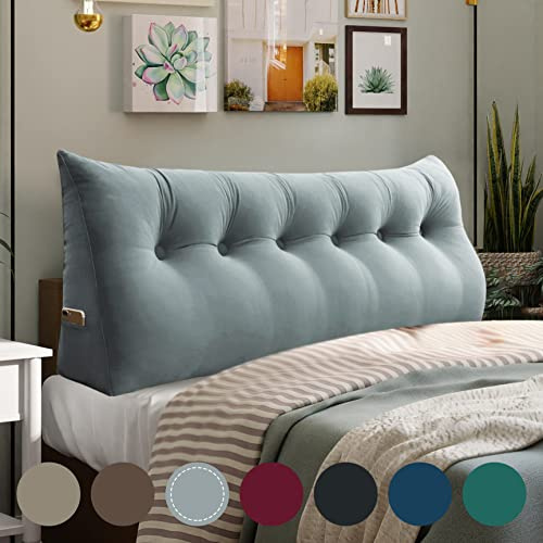 Rucener - Cojín de cuña triangular, respaldo de sofá, almohada de lectura grande, cojín de sofá, cojín de cama, con una variedad de usos, 180 cm, color gris