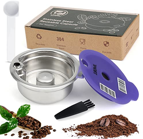 Honeyhouse Capsule de café réutilisable, compatible avec les machines Bosch Tassimo, filtre à café en acier inoxydable rechargeable, dosettes de café avec code-barres lisible (180 ml)