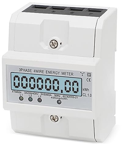 Stromzähler 3 Phasen LCD Digitaler Stromzähler Geeicht Drehstromzähler 230 / 400V 5-80A Drehstromzähler Hutschiene für DIN Hutschiene Zwischenzähler Strom (3-Phasen 4-Draht)