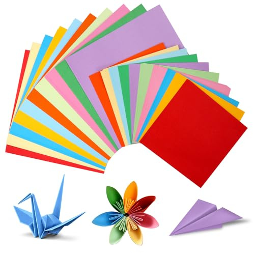 JIANTA 200 Hojas Papel Origami, 20x20cm&15x15cm Papel de Colores Origami Paper Doble, 10 Colores Papel para Manualidades Fácil Plegado para Niños, Adultos, Principiantes