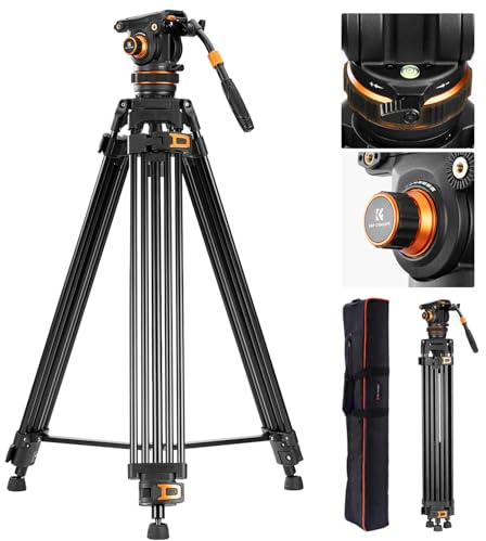 Video stativ, K&F Concept VA3+BV20 Kamera Stativ,Videostativ mit 360°Fluidkopf,191cm Video Tripod, Kamera Stativ kompatibel mit Canon Nikon Sony und Anderen DSLR,Camcorder,Kameras,10kg Belastbarkeit