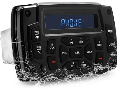 Avutrel Marine Stereo med vattentät, HD LCD-skärm, AM/FM-radio, MP3-spelare för digital media för båtar golfvagn ATV UTV