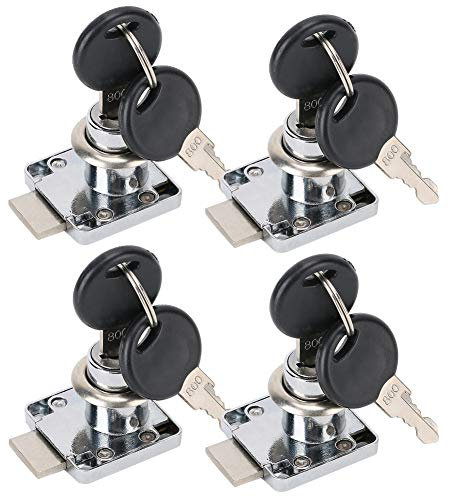 Tnfeeon Boîte D'information de L'armoire Zink -Leichtmetalschublisschloss avec un Ensemble de Clés pour le Tiroir en Placard, 4 Accessoires pour les Boîtes à Lettres