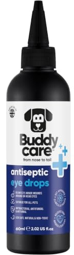 Buddycare Dog Eye Drops for Infection Vet Approved Lick-Safe Formula for Dogs & Cats to Provide Soothing to Irritated, Itchy Watery Eyes - Antibacterial, Antifungal & Antiviral Formula (60ml)