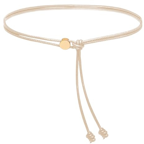 IGXX Cinturón Fino de Piel PU Blanca con Nudo para Mujer, Cinturón Estrecho Ajustable para Vestidos y Cintura