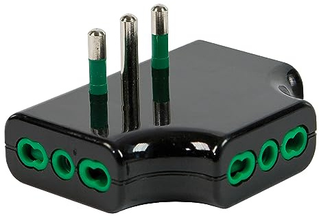 FANTON 82221 adattatore presa tripla piatta SALVASPAZIO - 1 spina italiana grande 16A 3 prese bipasso NERO