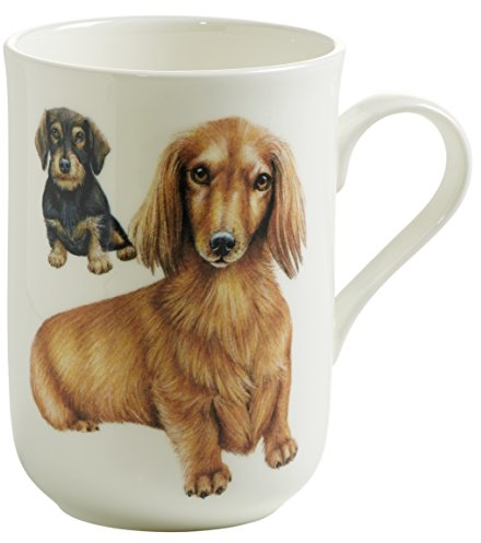 Maxwell & Williams PB0704 Pets Becher Dackel Hund, Geschenkbox, Porzellan, braun/weiß, 1 Stück (1er Pack)