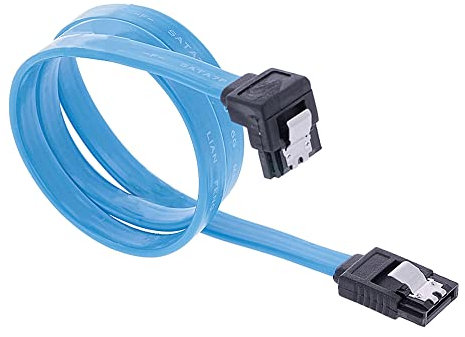 REY Cable SATA III SATA 3 Cable Datos Conexión HDD SSD Codo Conector Acodado 90º Azul