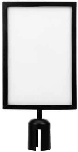 MAGICLULU Métal Cadre De Signalisation a4 Noir Pour Poteau De Guidage Avec Ceinture RéTractable, 44X22X6,5Cm, Double Face, Pour Couloirs, Garages, Bureaux