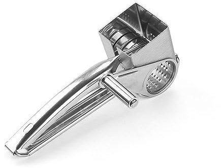 Versatile Stainless Steel Rotary Cheese Grater, Perfect Kitchen Tool for Cheese Garlic Ginger Chocolate and Parmesan Slicing and Shredding
