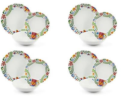 Excelsa Fiesta Servizio Piatti 12 Pezzi, Porcellana, Set 4 Persone, Multicolor