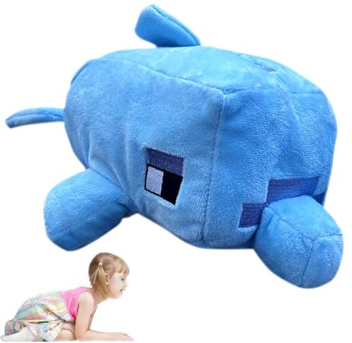 OZXVXZO Min-ecraft Kuscheltier, Hai Kuscheltier Delfin Spielzeug, Creeper plüschtier Blau Klein Animals Toys Plüsch Fisch Spielzeug 28 cm