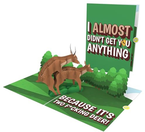 Unhinged 3D Pop Up Cheeky Deer Funny Birthday Card for Men - Rude Birthday Card for Dad, Husband or Boyfriend - Funny Anniversary Card