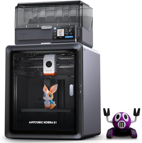 Anycubic Kobra S1 Combo 3D-Drucker Mehrfarbig, Geschlossene CoreXY-Struktur, 600 mm/s Schnelles Drucken, Trocknung Filament während des Drucks, 320 °C Hotend, Druckgröße 250 x 250 x 250 mm