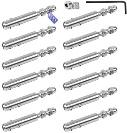 SUPAWAY Pack de 12 Abrazaderas para cable 8 mm – Terminal inoxidable con espárrago y llave Allen, Solución duradera para instalaciones en exteriores o náuticas