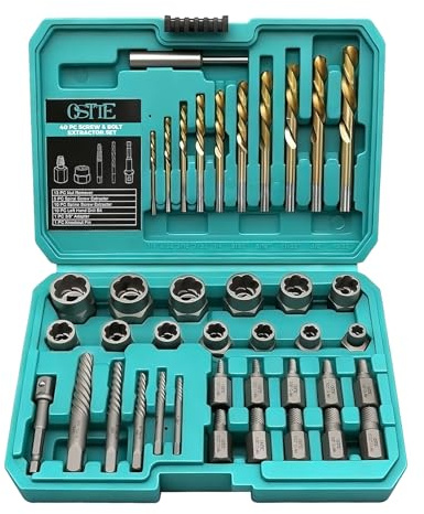 OSTTE Bolt Extractor Kit & Screw Extractor Set, 40 Pcs with Left Hand Cobalt Drill Bits & Easy Out for Removal of Broken, Stripped, Rusted, Frozen, Rounded-Off Screws, Bolts, Studs, Nuts