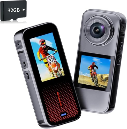 Xilecam Cámara Deportiva con Doble Pantalla 1350mAh Batería Camara Moto, Camara Acuatica Sumergible de 32 GB y Accesorios Varios（Gris Metalizado）
