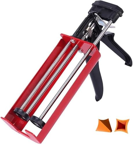 Pistola per sigillatura a doppia cartuccia per doppi componenti (rapporto di miscelazione 1:1) fino a 450 ml, pistola applicatore manuale per adesivi, sigillanti, resina epossidica, con 2 strumenti