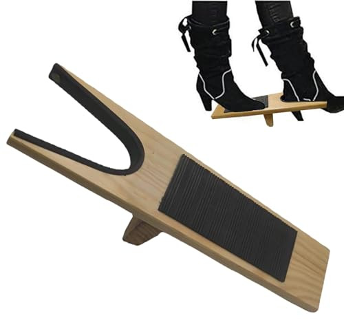 Wooden Boot Jack, Wide Opening Design for Effortless Boot Remover, No Bend Needed Strong Grip Shoe Remover with Non-Slip Base, Easy Taking Off Boots, One Size Fits All