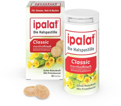 ipalat Halspastillen Classic: Bei Heiserkeit & Hustenreiz, mit Menthol, Primelwurzel, Anis, und Fenchel, 40 Lutschpastillen