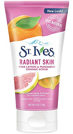 ST. Ives St. Ives Radiant Skin Gommage visage pour peau terne Citron rose et mandarine Gommage nettoyant pour le visage testé dermatologiquement avec des exfoliants 100 % naturels 6 oz / 170 g