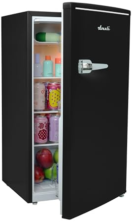 Avanti Mini Fridge Retro Design Compact Refrigerator for Home Office or Dorm, Features Single Door Removable Glass Shelves Manual Defrost and Mechanical Adjustable Temp Control, 3.0-Cu.Ft, Black