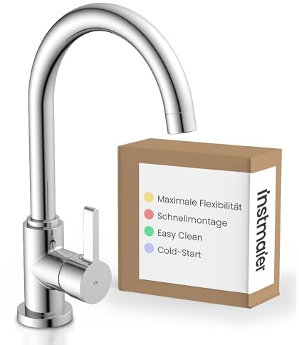 instmaier Leona | Küchenarmatur 360° schwenkbar | Chrom | Wasserhahn Küche | Spültischarmatur mit hohem Auslauf | Armatur Spüle | Einhebelmischer | Mischbatterie