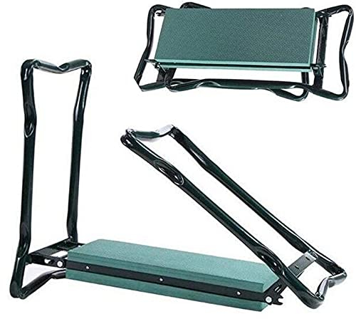 FGHSD Garten-Kniebank und Sitzhocker Robuste Garten-Klappbank, 2-in-1-Garten-Kniebank und Sitz mit großer Werkzeugtasche und weichem Eva-Kniepolster für Gartenliebhaber