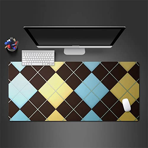 Tapis de Souris Gaming XXL 1000x500x3mm Grand Tapis de Souris Gamer avec Surface Imperméable,Base Antidérapante en Caoutchouc,Tapis de Souris Extra Large pour Les Bureaux,PC Jaune Bleu Marron